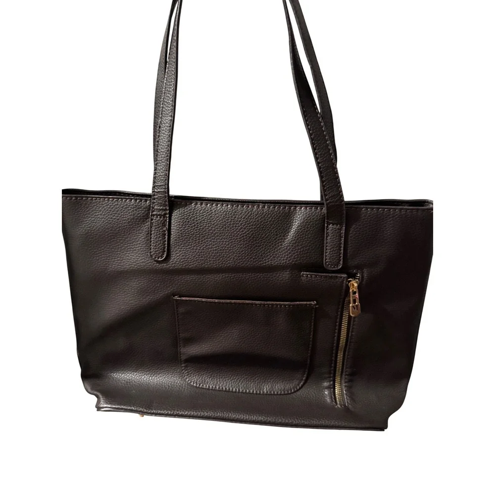 Montana West Brown Faux Leather Tote Bag Tassel Zipper Pocket